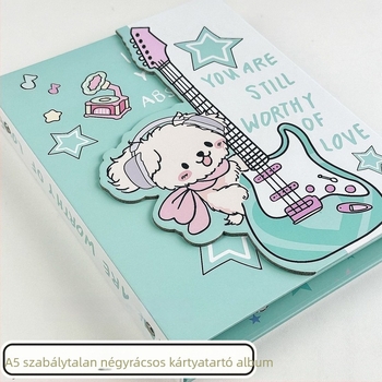 Guitar Puppy A5 kártyaalbum rendkívüli alakú, mágneses zárású, Instagram-stílusú, négycellás elrendezés kis kártyákhoz