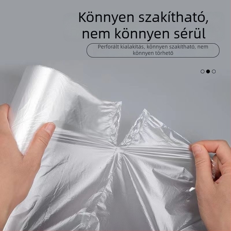 Vastagított lapos szájú élelmiszertároló zacskók tekercsben, PE műanyag, otthoni használatra
