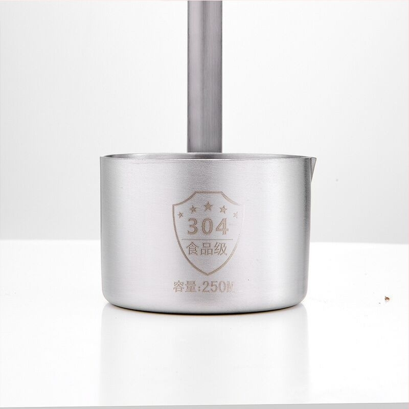 304 rozsdamentes acélból készült, hosszú nyeletű borkimérés készlet, mérőpohárral és borkanállal