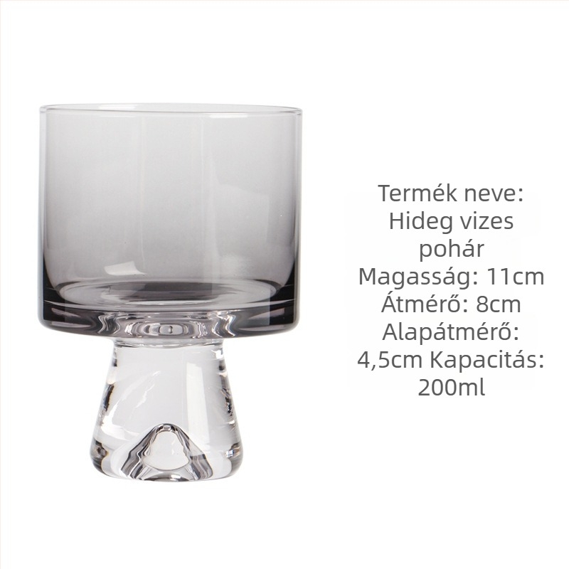 Üvegből készült háromszög alakú kancsó füstös szürke átmenetű színnel, hideg vízhez