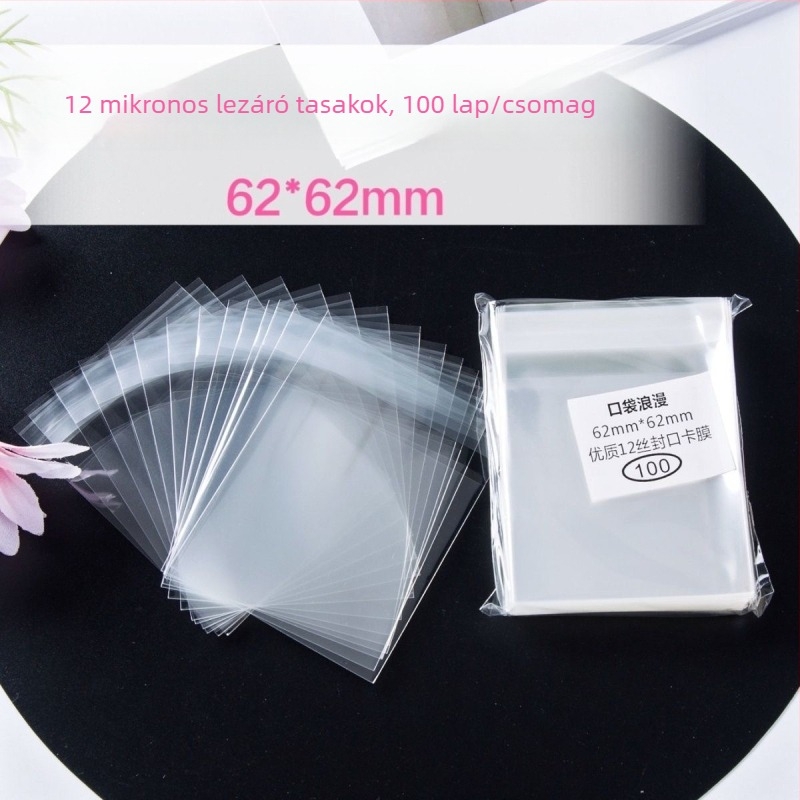 Pocket Romance: kerek kártya védő tasak, önzáró, 62×62 mm, 12 µm vastagság