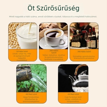 Rozsdamentes acélból készült ultra-dense szűrő ultrafin tölcsérrel otthoni borfiltráláshoz