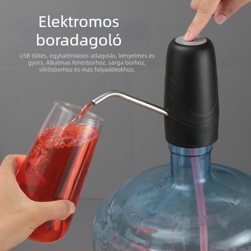 Elektromos automata önszívó szifon borhoz és tömény italokhoz szűrővel
