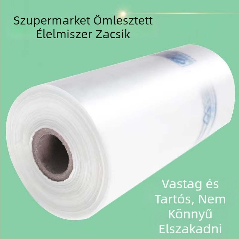Nyomtatott címkékkel ellátott extravastag egyszer használatos élelmiszer-tároló zacskók, nagy tekercs, otthoni használatra