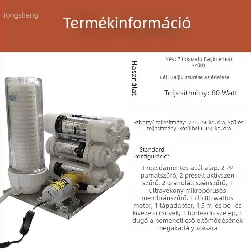 Aktívszénnel ellátott italfiltráló készülék érleléshez és keserű íz eltávolítására; kompakt otthoni használatra kis adagokhoz készült szeszhez