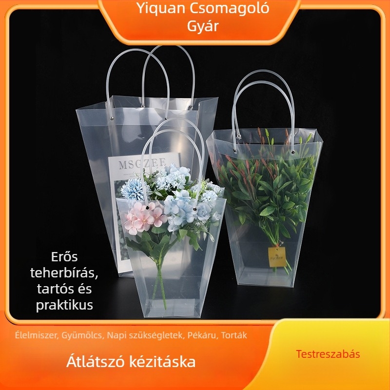 PP létra alakú átlátszó virágzacskó, ajándéktáska Tanárnapra, csomagoló taska, T-alakú taska