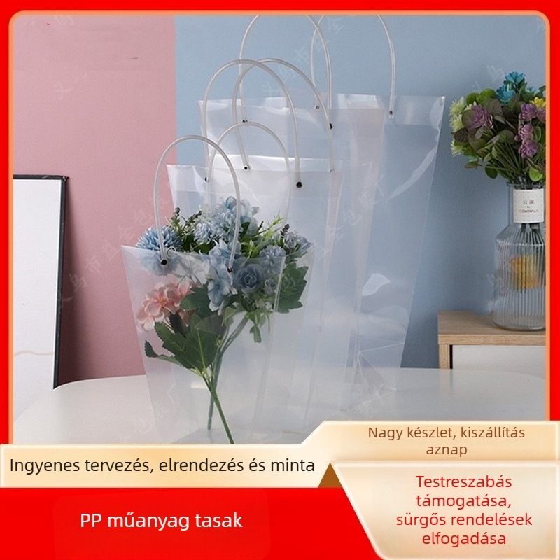 PP létra alakú átlátszó virágzacskó, ajándéktáska Tanárnapra, csomagoló taska, T-alakú taska