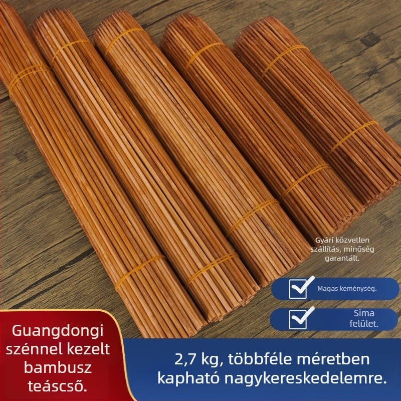 Kivételesen kemény karbonizált bambusznyárs grillhez, egyszer használatos, 20–40 cm hosszú, 2,0–4,0 mm átmérő