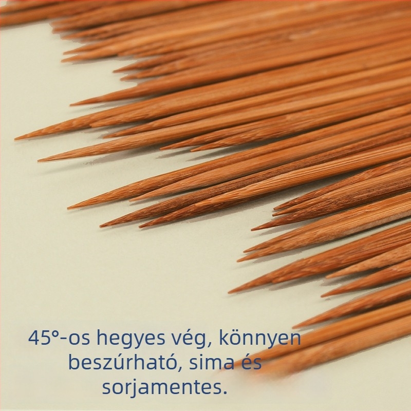 Kivételesen kemény karbonizált bambusznyárs grillhez, egyszer használatos, 20–40 cm hosszú, 2,0–4,0 mm átmérő