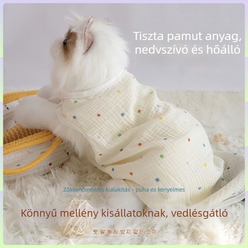 Kék Rag Doll macska mellény – könnyű nyári ruházat kiscicáknak és kistestű kutyáknak