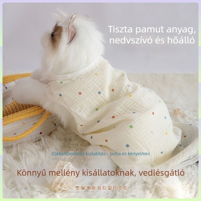 Kék Rag Doll macska mellény – könnyű nyári ruházat kiscicáknak és kistestű kutyáknak