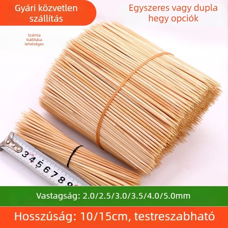 Egyszer használatos bambusz nyársak, 10/15 cm, gyümölcs- és húsos nyársakhoz.