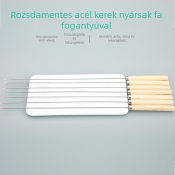 Rozsdamentes acél nyársak fa nyéllel, egyszer használatos kerek nyárs grillhez és bárány nyársakhoz