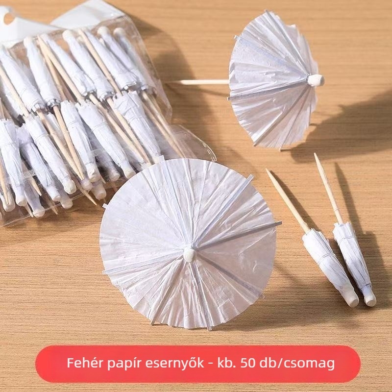 Fehér mini papíresernyő koktélokhoz és DIY gyerekeknek dekorációhoz