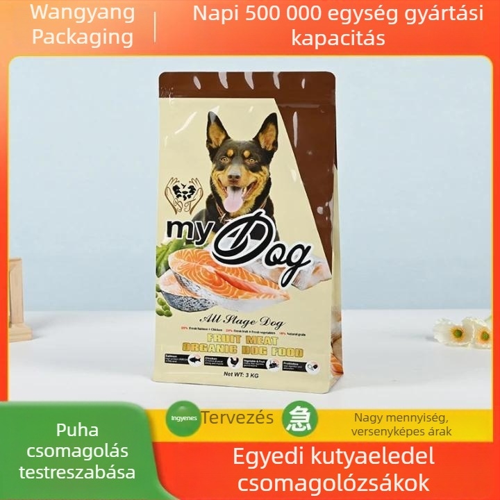 Egyedi alumíniumfóliás kisállat-táp csomagoló tasak, önállóan álló és önzáró, nedvességálló vákuumcsomagolás macska- és kutyaeledelhez