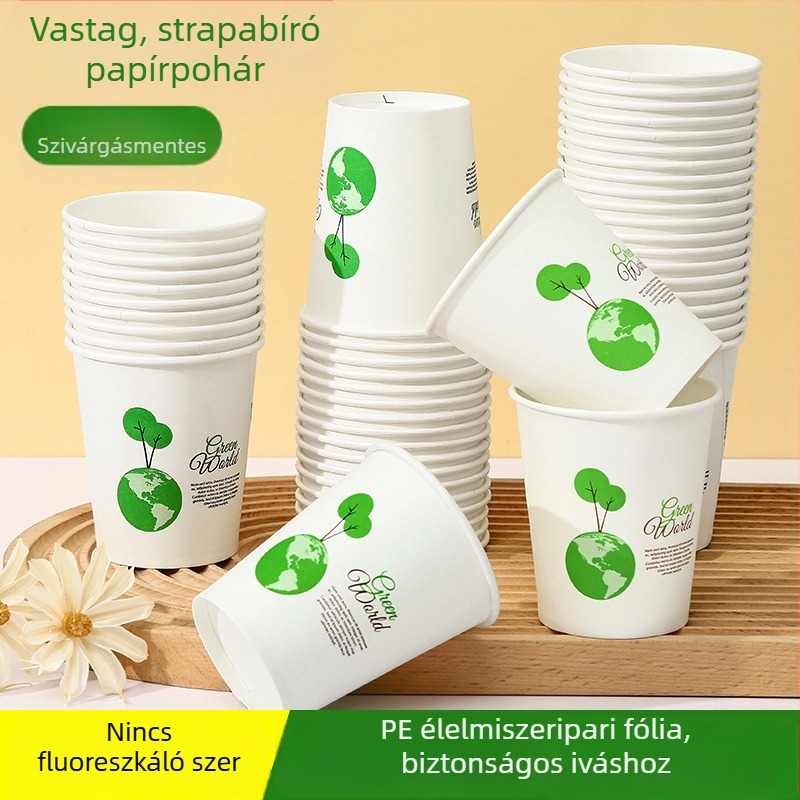 100 darab egyedi, vastag falú papírpohár tea és tejtea számára, 201–300 ml, háztartási és kereskedelmi használatra