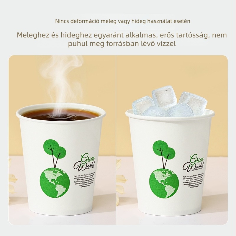 100 darab egyedi, vastag falú papírpohár tea és tejtea számára, 201–300 ml, háztartási és kereskedelmi használatra