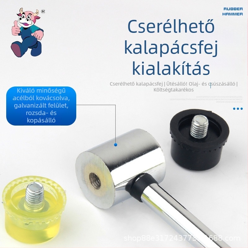 Gumikalapács acélcső fogantyúval, fej magas széntartalmú acélból, mini méret levélnyomatokhoz