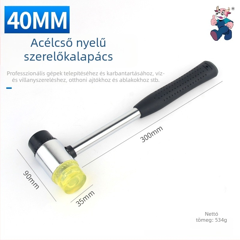 Gumikalapács acélcső fogantyúval, fej magas széntartalmú acélból, mini méret levélnyomatokhoz