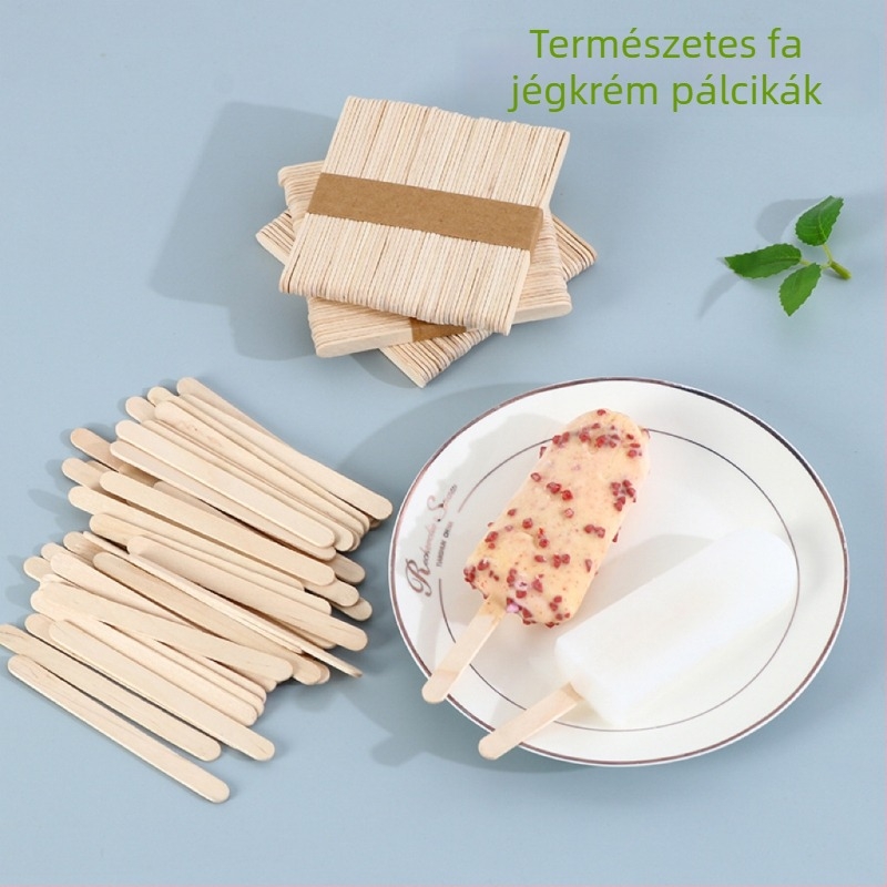 Fagylaltpálcikák bükkfából, egyszer használatos, DIY, élelmiszerbiztonsági minőség, méretek 114×10×2 mm