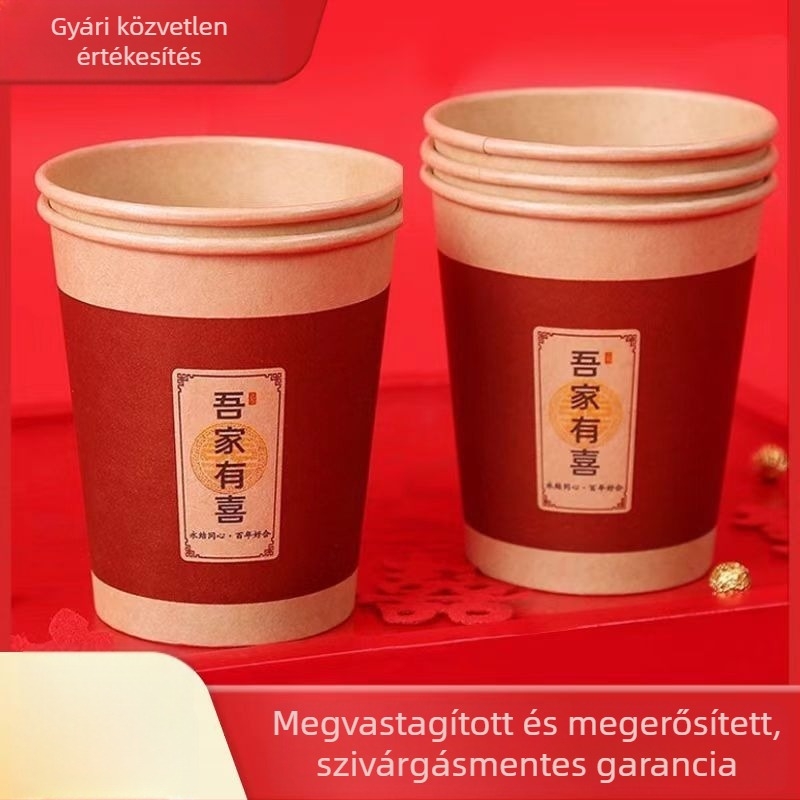 Esküvői papírpohár, egyszer használatos, extra vastag, természetes színű, 228 ml