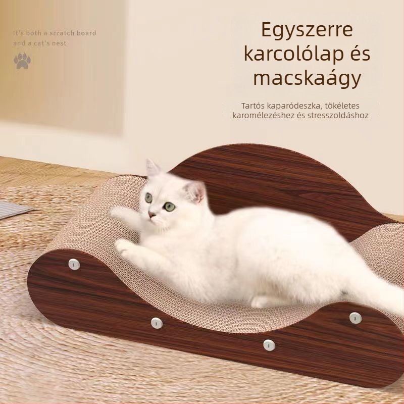 Nagy macskapárna integrált kaparódeszkával és kanapévédővel