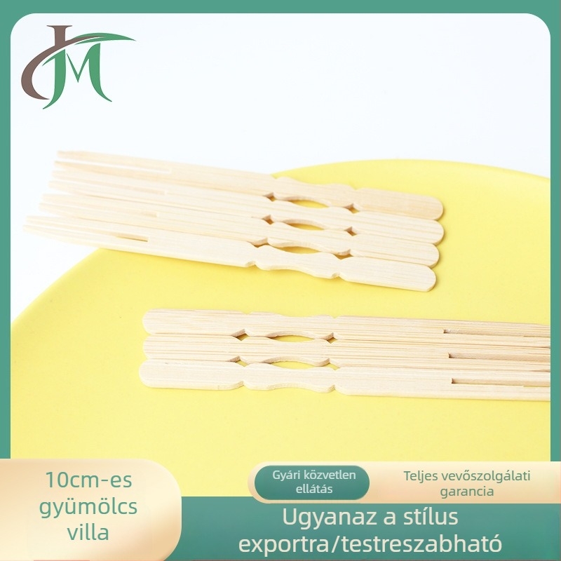 10 cm bambusz gyümölcs- és süteményvilla, egyszer használatos, 100 darab/csomag