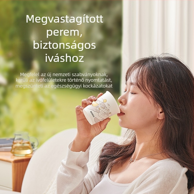 Egyszer használatos papírpohár, vastagabb, élelmiszer-biztonsági bevonattal, égésvédett, otthoni és irodai használatra (tea és víz)