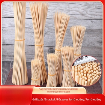 Egyszer használatos bambusznyárs grillsütéshez, fehér, 25–40 cm hosszú, 2–5 mm vastagságú