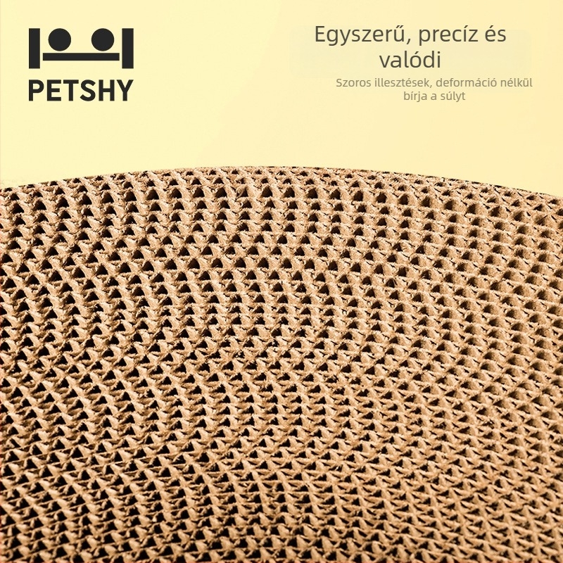 PETSHY Macska kaparó tábla beépített odúval és tálcával — kopásálló, nem hullik a szőr, tartós