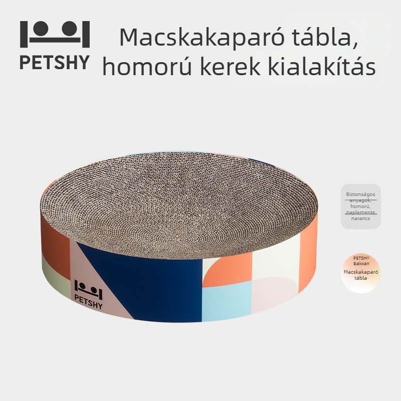 PETSHY Macska kaparó tábla beépített odúval és tálcával — kopásálló, nem hullik a szőr, tartós