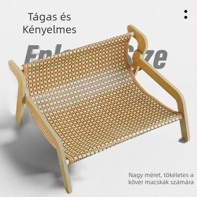 Egyszerű fa macska karmolódeszka és ágy egyben, karcolásálló, nyári hűsítő matrac, nagy méretű macskaágy