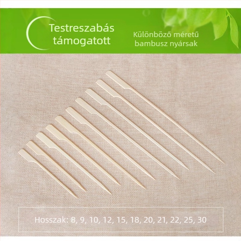 Gravírozott bambusznyársak fogantyúval, grillezéshez