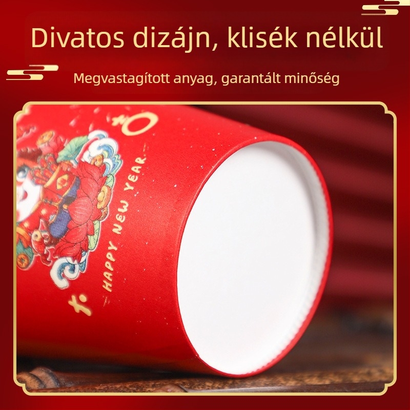 2026 a ló éve arany fóliás papír poharak, egyszer használatos, otthoni használatra, újévi ünnepre, vastagított, kiváló minőségű, hőálló
