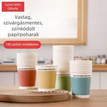 Good Wife egyszer használatos papír pohár, 100 darab, 228 ml kapacitású, vastagított, többszínű, alkalmas vízhez, szójatejhez és kávéhoz