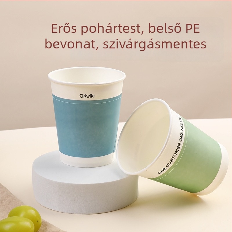 Good Wife egyszer használatos papír pohár, 100 darab, 228 ml kapacitású, vastagított, többszínű, alkalmas vízhez, szójatejhez és kávéhoz