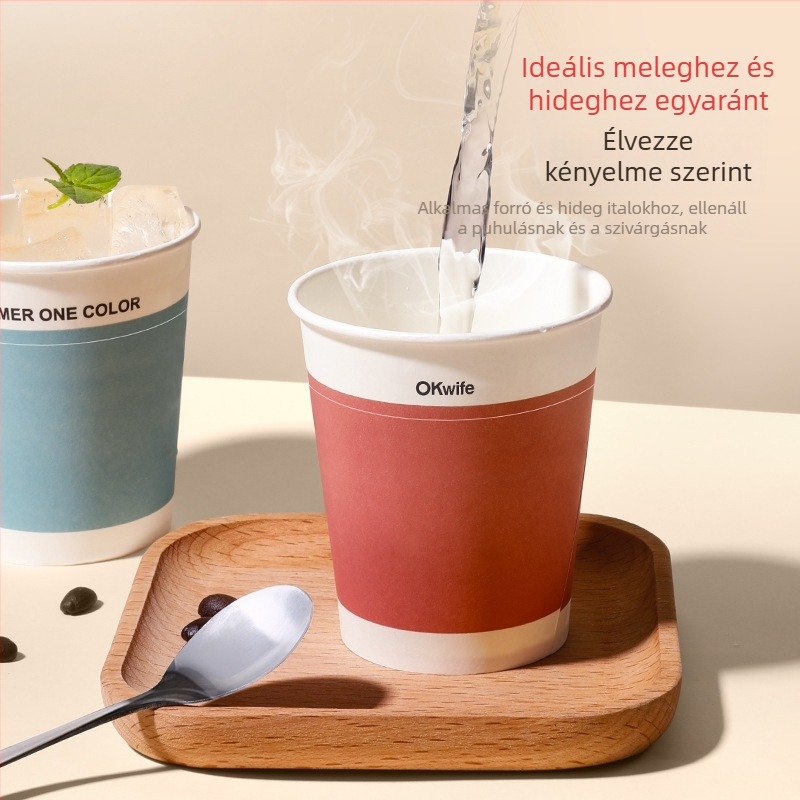 Good Wife egyszer használatos papír pohár, 100 darab, 228 ml kapacitású, vastagított, többszínű, alkalmas vízhez, szójatejhez és kávéhoz