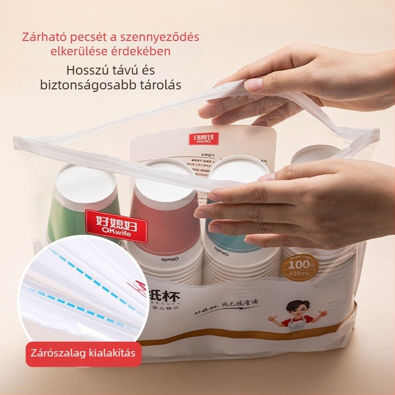 Good Wife egyszer használatos papír pohár, 100 darab, 228 ml kapacitású, vastagított, többszínű, alkalmas vízhez, szójatejhez és kávéhoz
