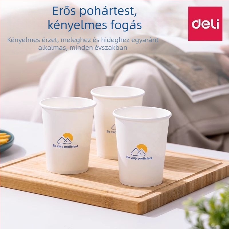 LL16 papírtál pohár, 250 ml, fehér, 50 darab a csomagban, egyszer használatos pohár mindennapi használatra otthon és az irodában