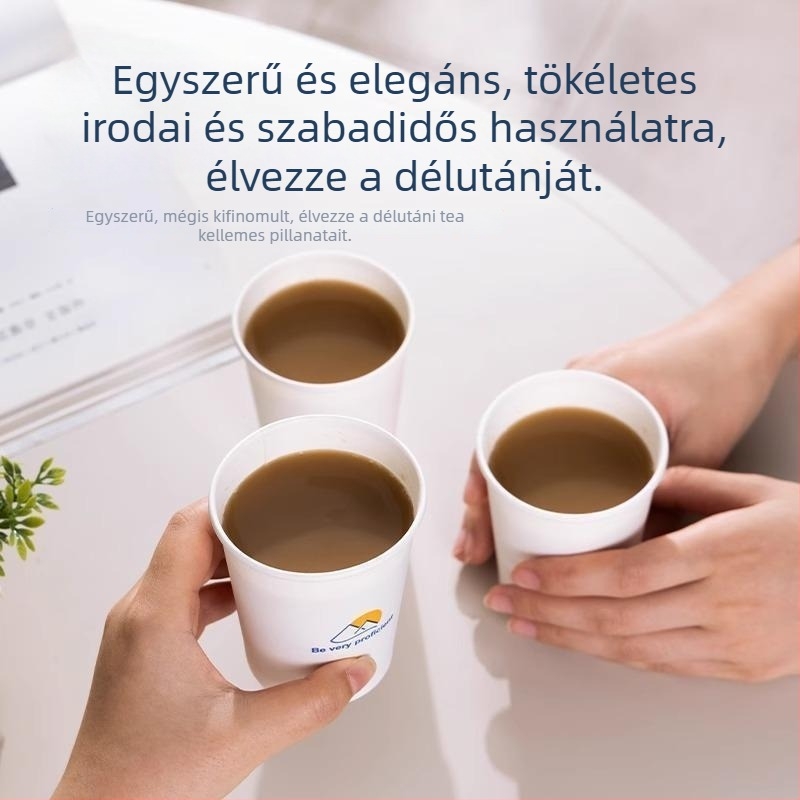 LL16 papírtál pohár, 250 ml, fehér, 50 darab a csomagban, egyszer használatos pohár mindennapi használatra otthon és az irodában