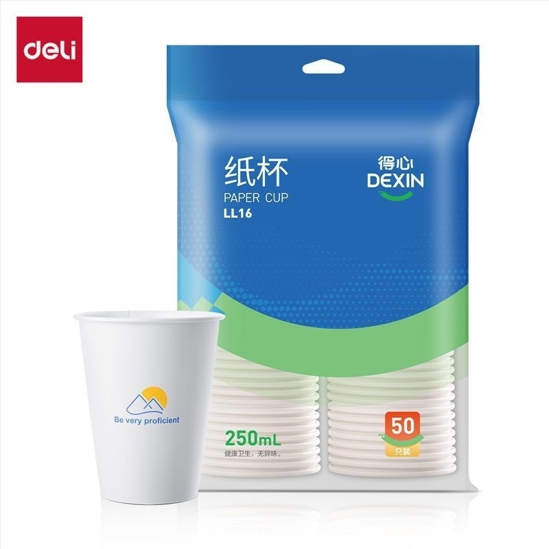 LL16 papírtál pohár, 250 ml, fehér, 50 darab a csomagban, egyszer használatos pohár mindennapi használatra otthon és az irodában