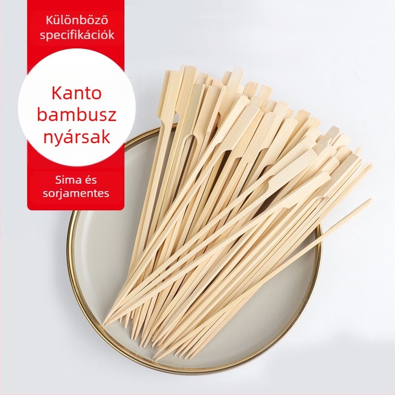 Oden nyársak, egyszer használatos bambusz nyársak fogantyúval, zacskóban