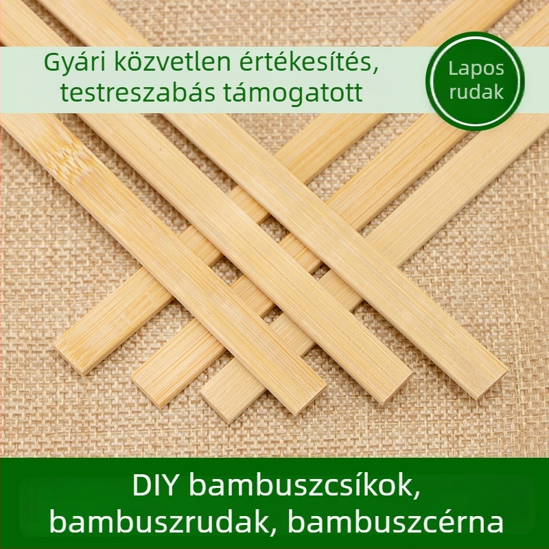 Egyszer használható lapos bambusznyárs grillsütéshez, vastagság 2-3 mm, kézműves célokra