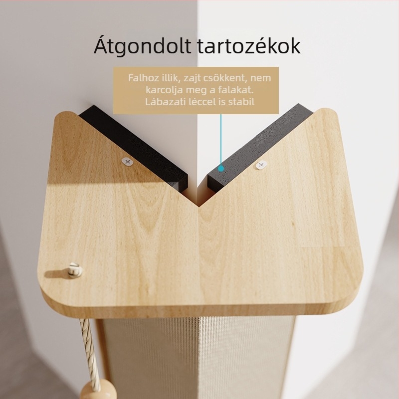 Szizál macska karmoló tábla — sarokban álló függőleges karmoló oszlop, karcolásálló