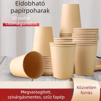 Extra vastag bambusz rostból készült egyszer használatos pohár, 9 oz, égésgátló, forró és hideg italokhoz