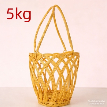 Kézzel szőtt kosár Yixing kerámia likőrös üvegek tárolására és kék‑fehér porcelán edények