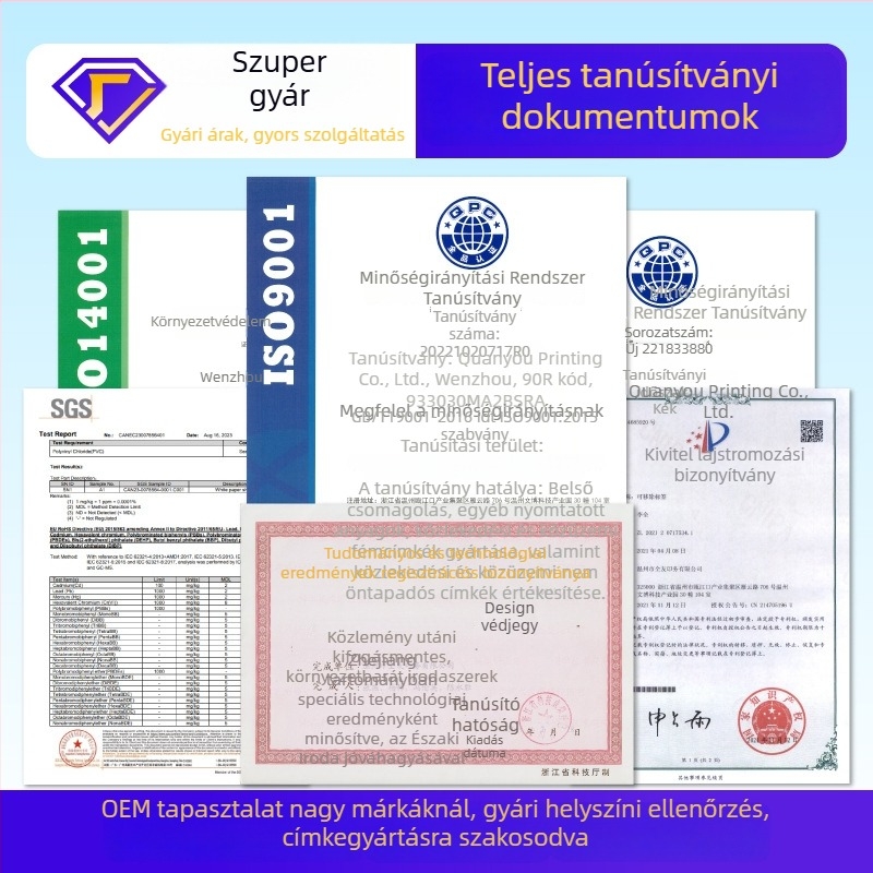 Öntapadó címkék egyedi logóval, reklám címkék tekercsben, forró dombornyomás a transzparens PVC-n, testreszabott hamisítás elleni védelem