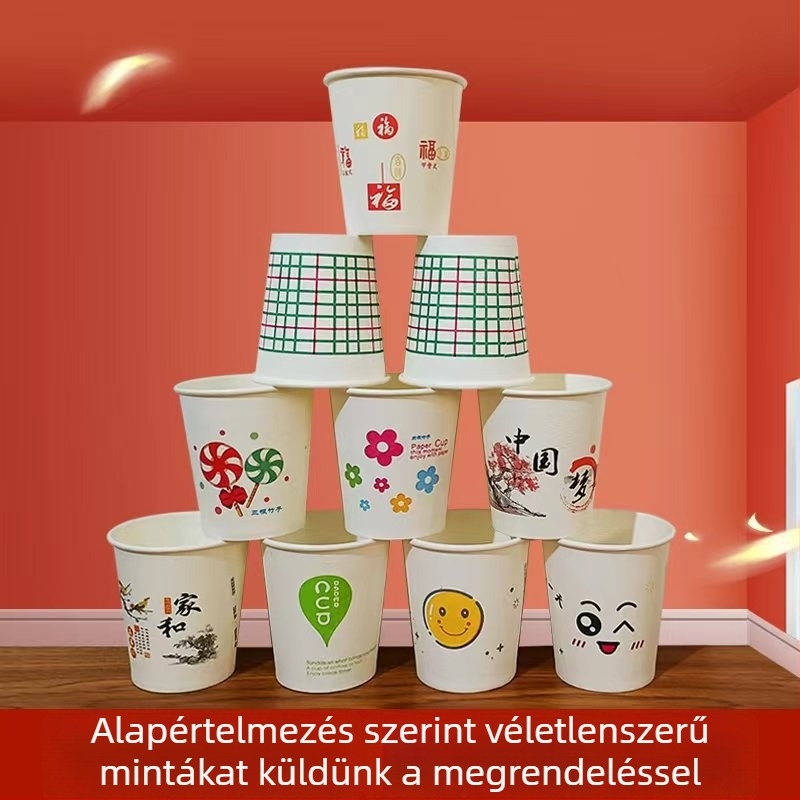 A ló éve aranyfóliás papírpohár – vastag és merev kivitel irodai forró italokhoz, 245 ml