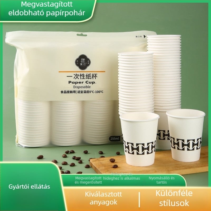 OEM egyszer használatos papír pohár, élelmiszer-minőségű, vastított, hőálló forró italokhoz, otthoni használatra, testreszabható