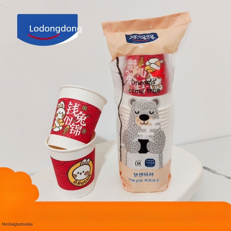 Egyszer használatos papírpohár forró italokhoz, 235 ml, 25 darabos készlet, hordozható